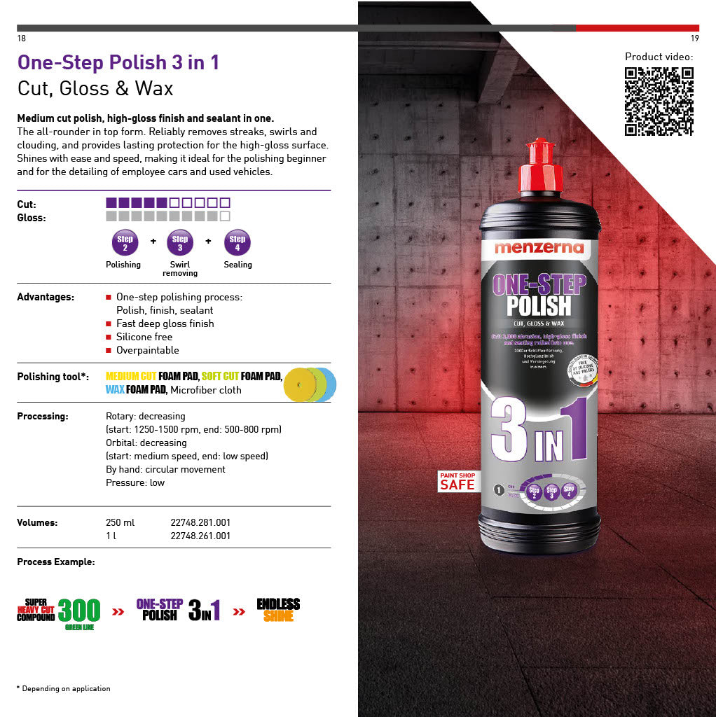 Menzerna 3in1 Cut, Gloss & Wax - 32 oz
