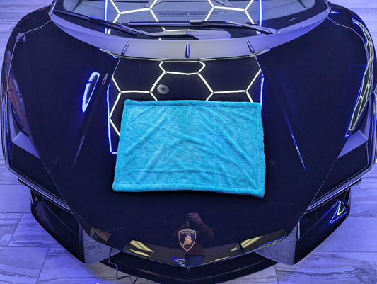 AquaSorber Drying Blanket – Ultra-Absorbent 1400 GSM Microfiber Towel in Ipanema Blue Two-Tone Destroyer Gray - M, L, XXXL