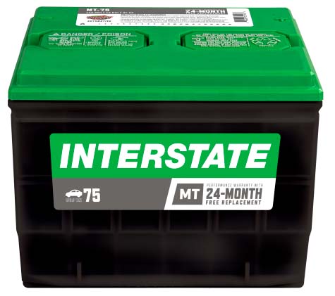 MT-75 Battery – 12V Flooded Battery, Group Size 75, 650 CCA, 24-Month Warranty Interstate Battery