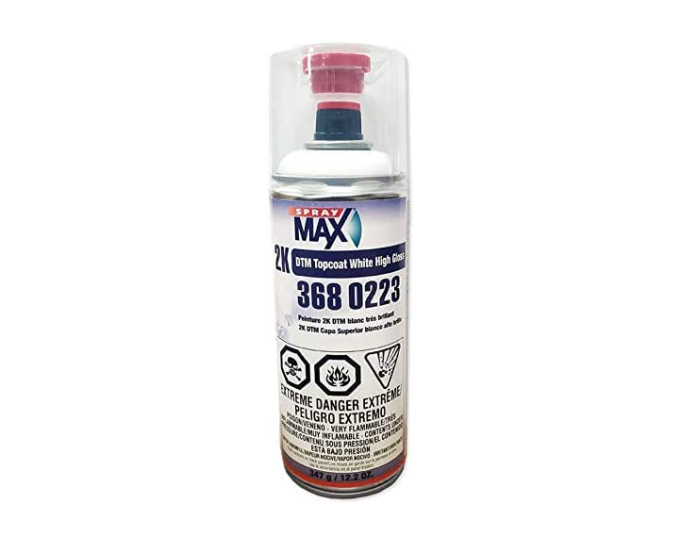 SprayMax® 2K DTM Topcoat – Direct-to-Metal Two-Component Aerosol (12.24 oz | High Gloss Black / White)