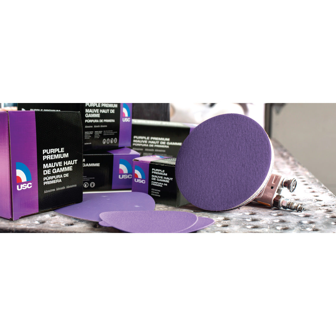 USC® Purple Premium Sanding Disc – 3" Hook & Loop, Film Backed, Wet/Dry (Various Grits)