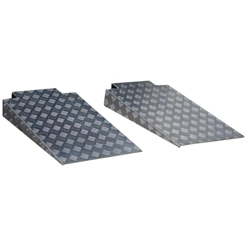 Lightweight Aluminum Approach Ramps with Non-Slip Diamond Plate Finish for 4-Post Lifts