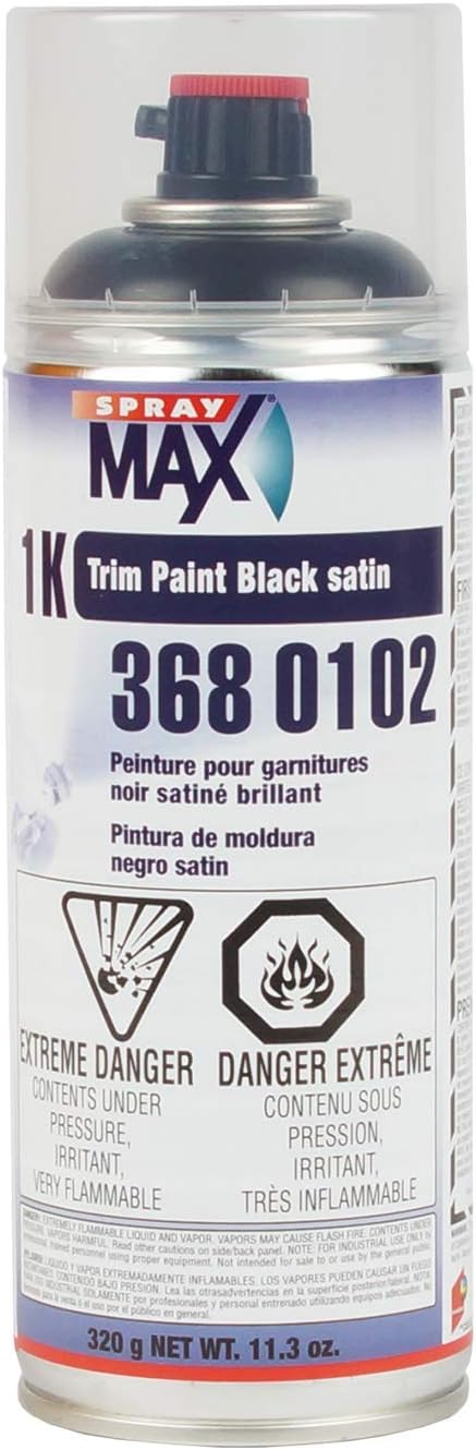 SprayMax® 1K Trim Paint – Gloss, Satin, or Matte Black Finish (Aerosol)