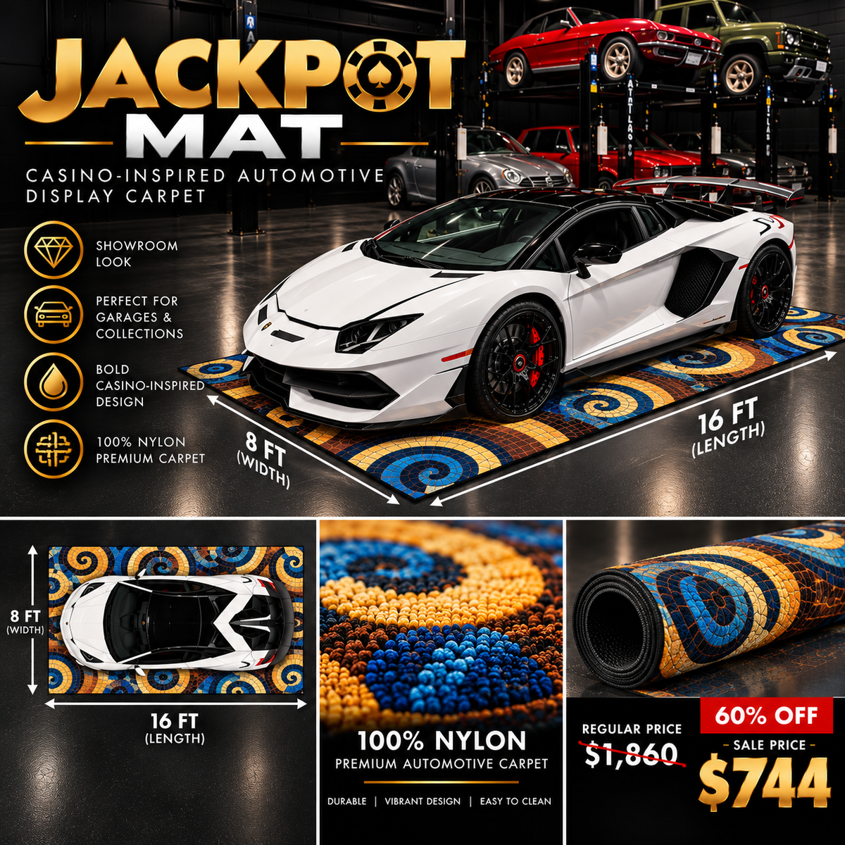 Jackpot Mat | Casino-Inspired Automotive Display Carpet