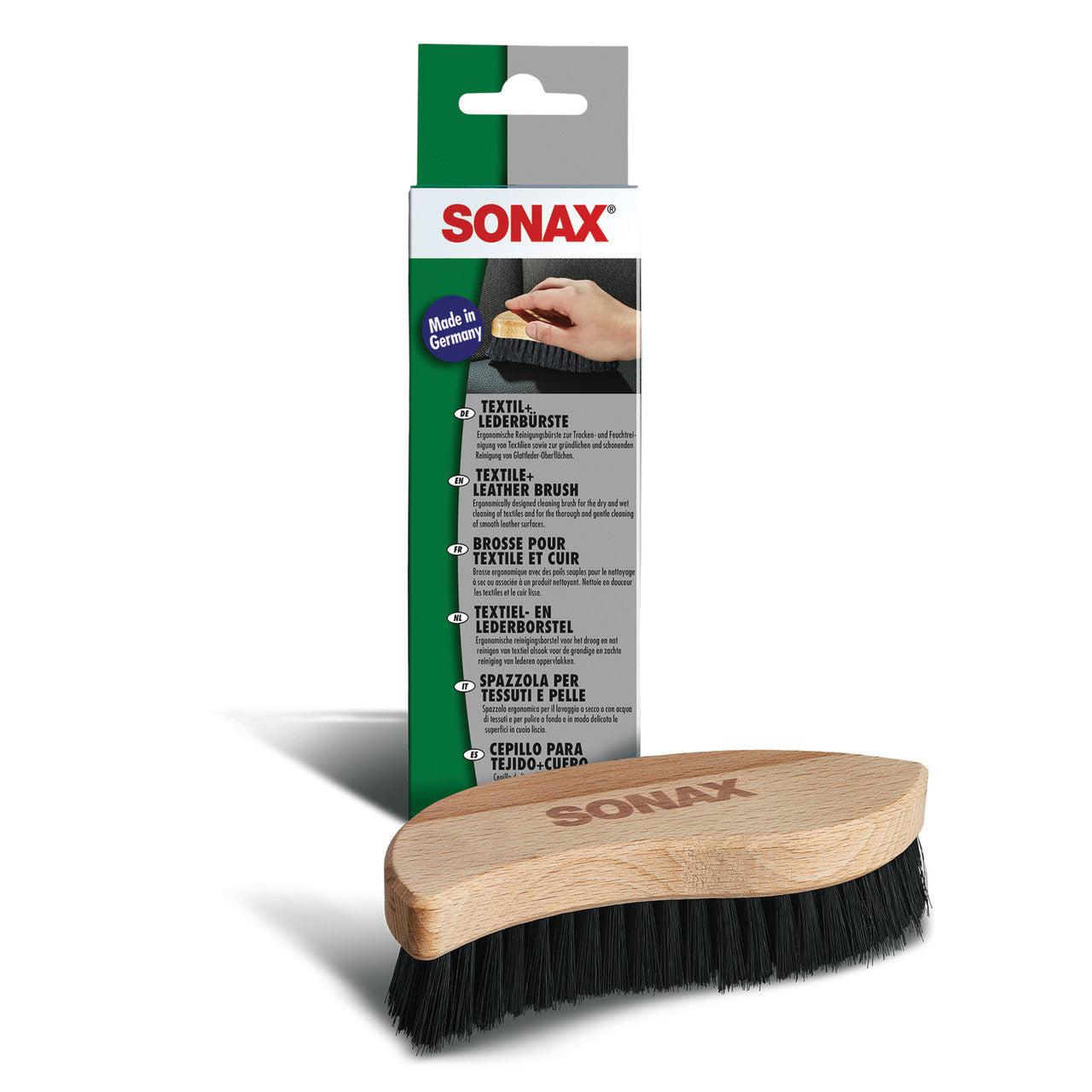 Sonax Textile and Leather Brush - Premium Wood Handle