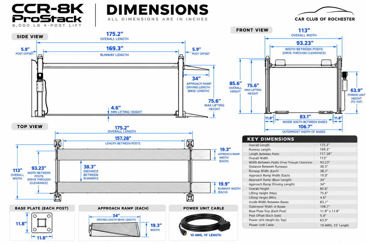 CCR-8K ProStack: 8,000 lb Capacity Car Storage Lift