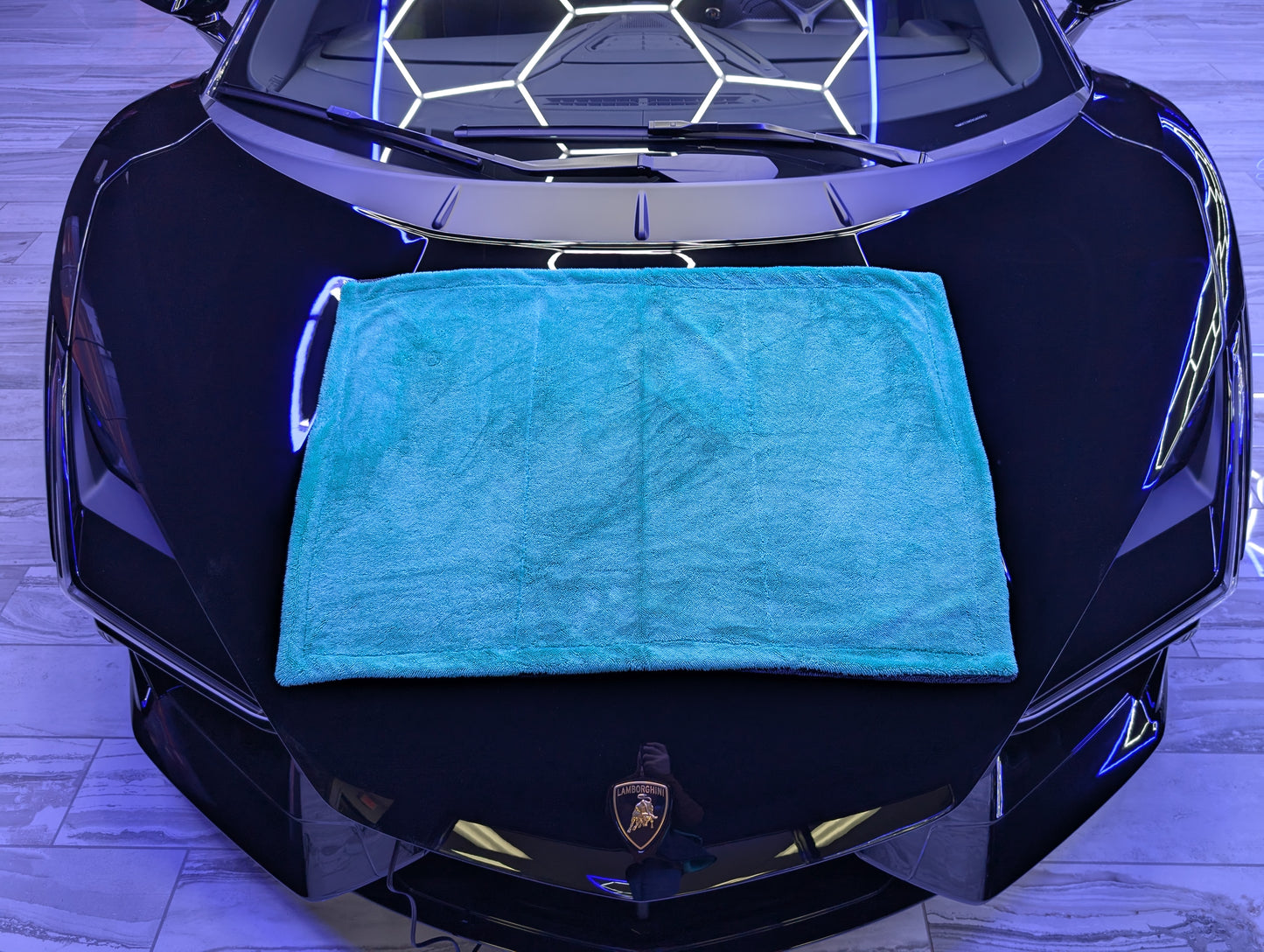 AquaSorber Drying Blanket – Ultra-Absorbent 1400 GSM Microfiber Towel in Ipanema Blue Two-Tone Destroyer Gray - M, L, XXXL