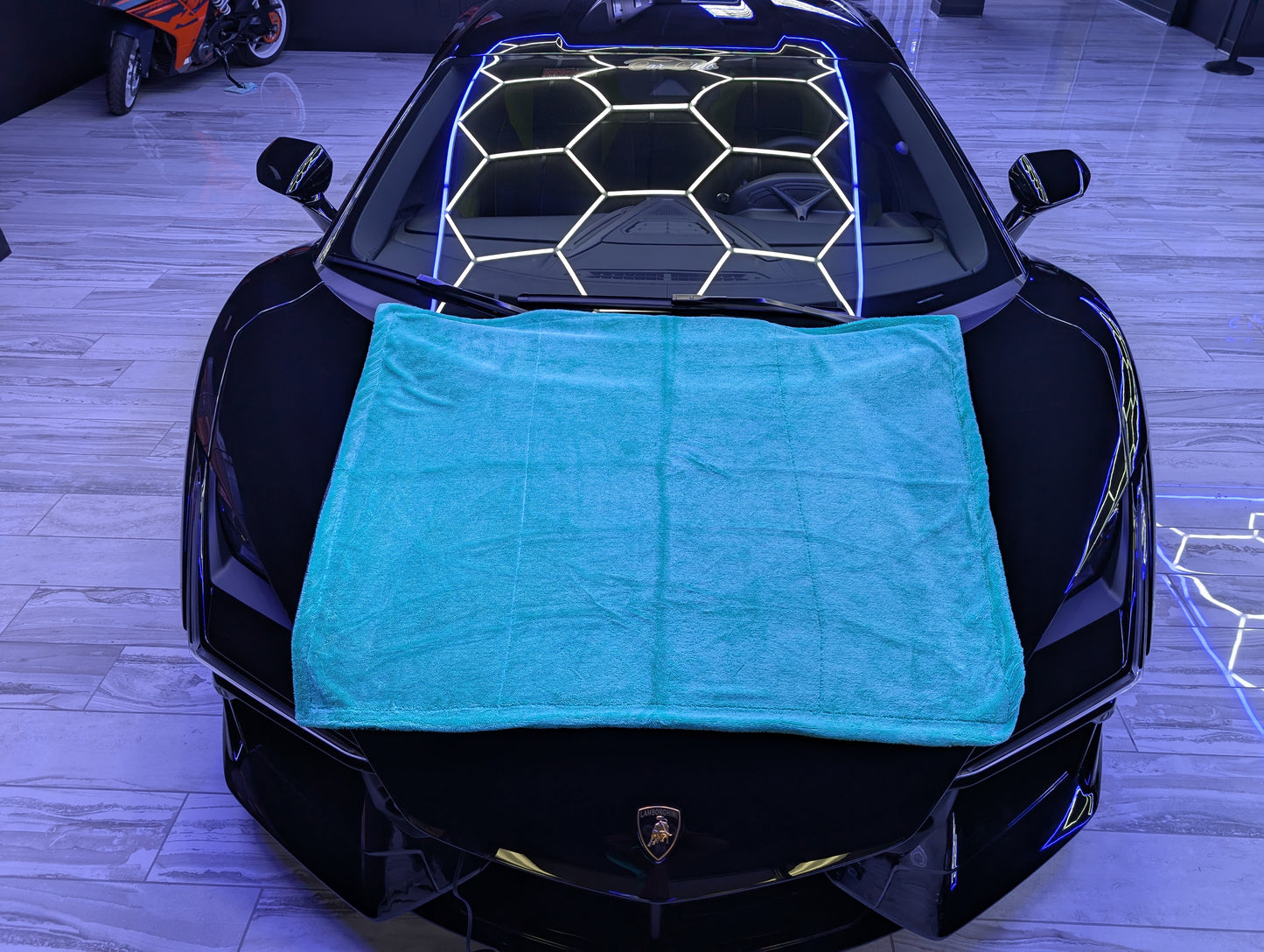 AquaSorber Drying Blanket – Ultra-Absorbent 1400 GSM Microfiber Towel in Ipanema Blue Two-Tone Destroyer Gray - M, L, XXXL