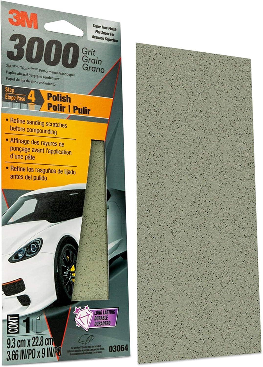 3M Trizact Performance Sandpaper – 3000 Grit (3-2/3" x 9")