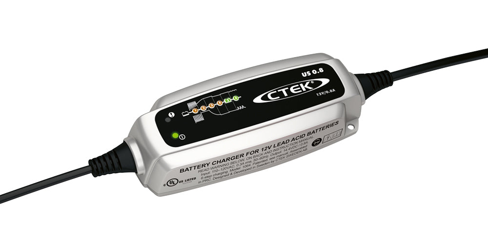 CTEK US 0.8 Smart Battery Tender & Maintainer – 12V Trickle Charger for Motorcycles, ATVs & More