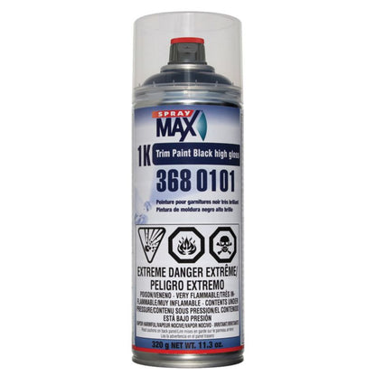 SprayMax® 1K Trim Paint – Gloss, Satin, or Matte Black Finish (Aerosol)