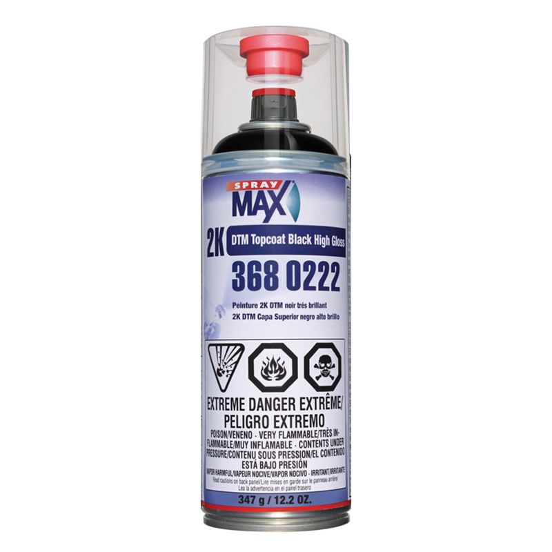 SprayMax® 2K DTM Topcoat – Direct-to-Metal Two-Component Aerosol (12.24 oz | High Gloss Black / White)