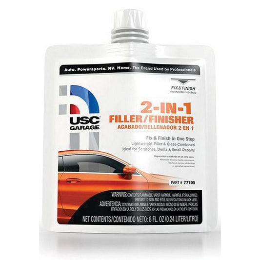 USC® 77705 Garage 2-IN-1 Filler – 8 oz Pouch, White, Liquid (Filler & Glaze Combo)