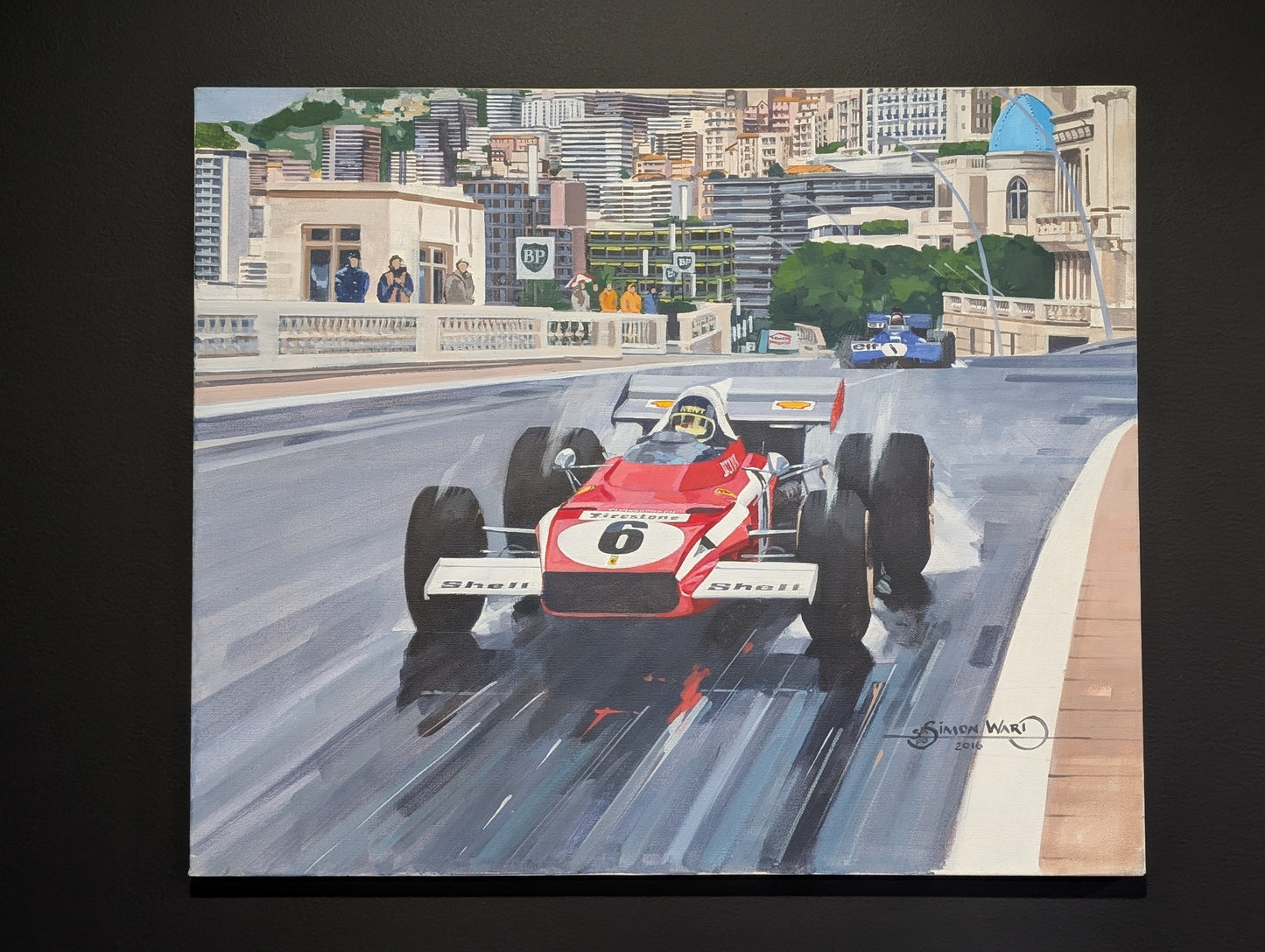 "Ferrari at Monaco - The Number 6" by Simon Ward - 20" x 24"