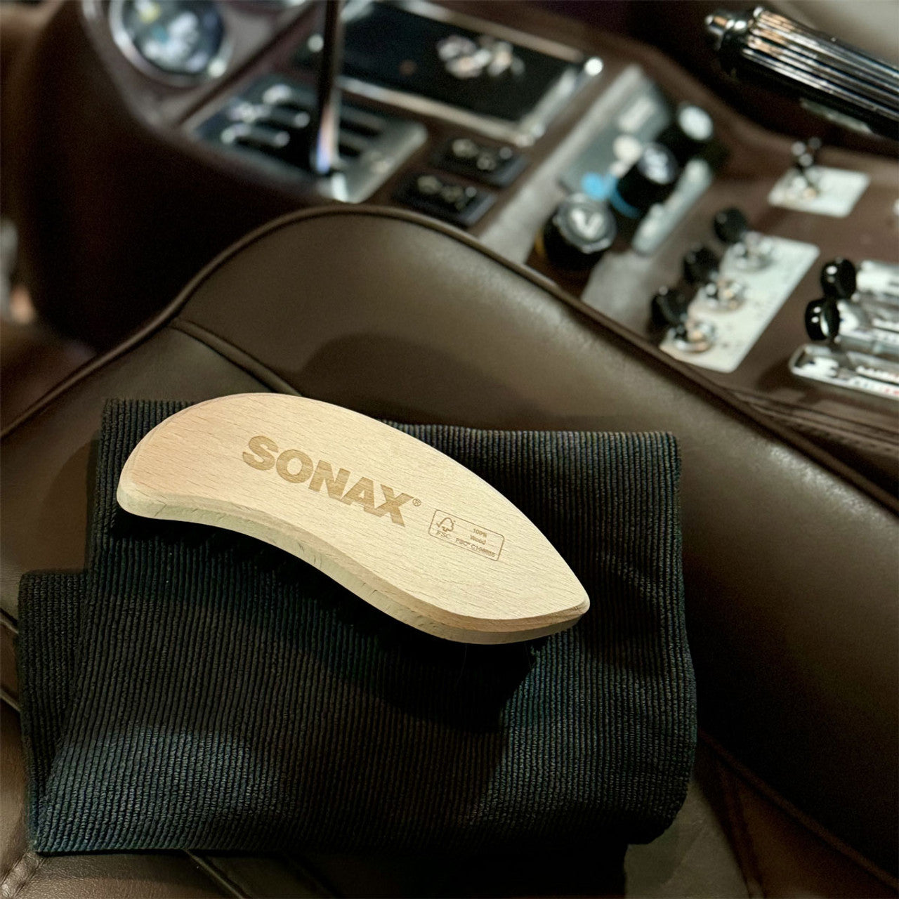 Sonax Textile and Leather Brush - Premium Wood Handle