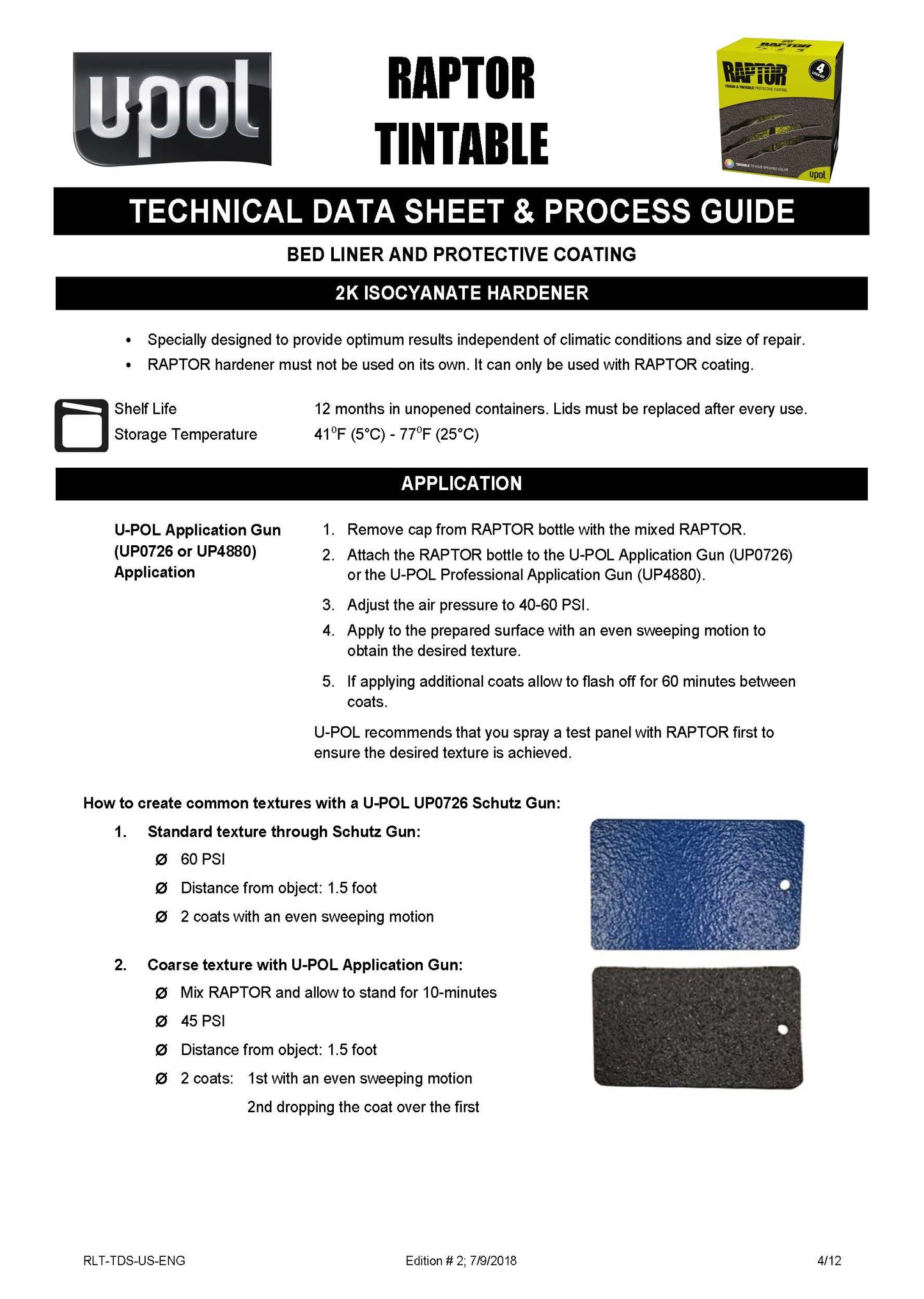 U-POL RAPTOR® Tintable Bedliner Kit – Low VOC (1 US Gallon Kit, 3:1 Mix) Upol