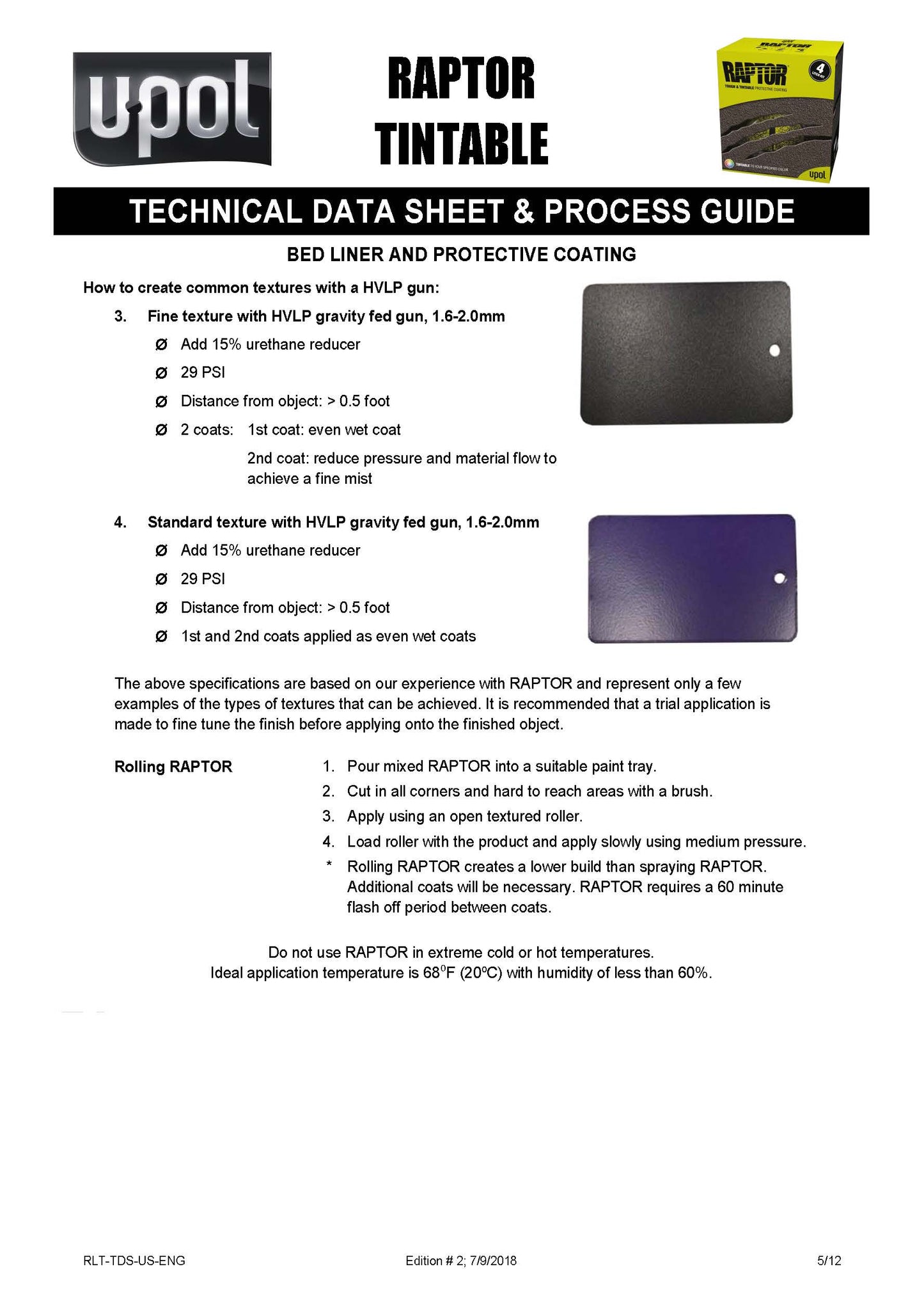 U-POL RAPTOR® Tintable Bedliner Kit – Low VOC (1 US Gallon Kit, 3:1 Mix) Upol