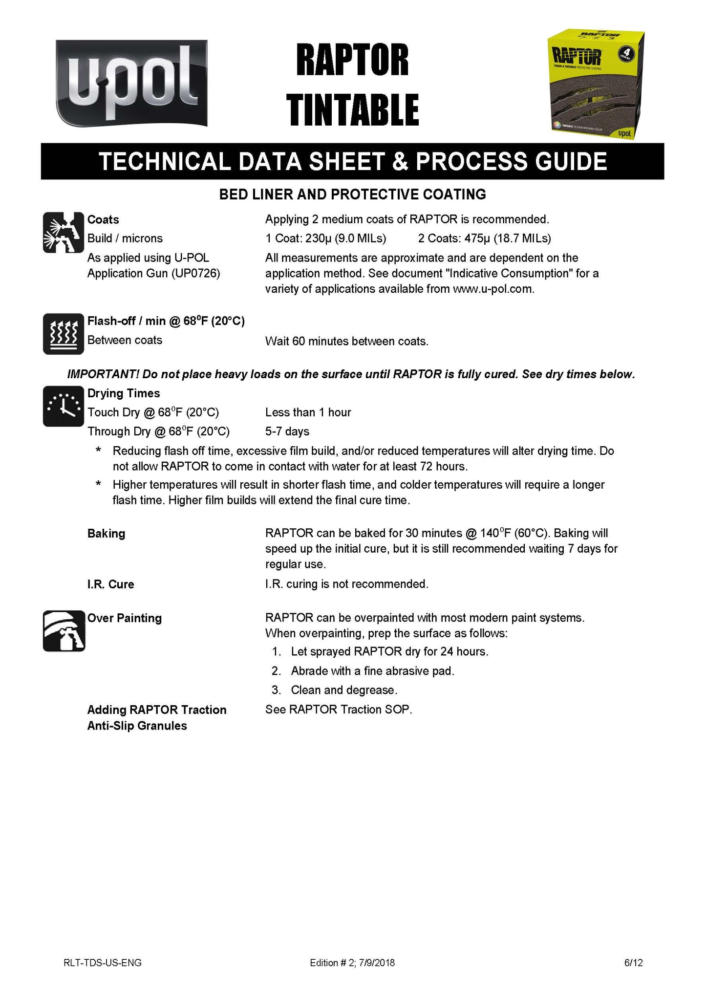 U-POL RAPTOR® Tintable Bedliner Kit – Low VOC (1 US Gallon Kit, 3:1 Mix) Upol