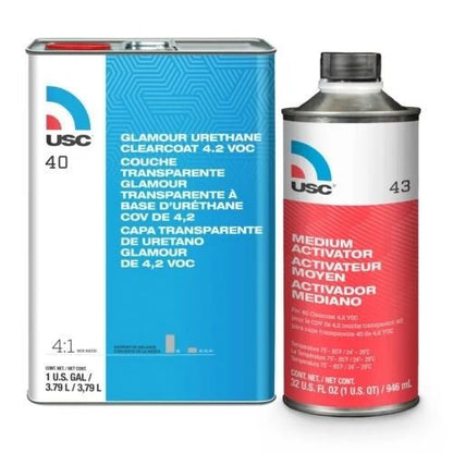USC® 40-1 40™ High-Build Glamour Urethane Clear Coat – 1 gal, 4:1 Mixing (Use with 42, 43, or 44 Activators)