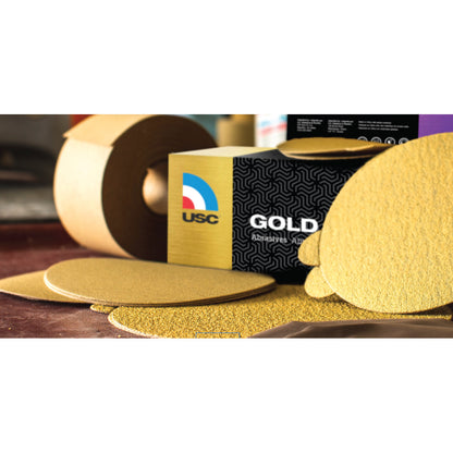 USC® Gold Pro PSA Sandpaper Roll Bocking Paper – 2-3/4" x 25 yds (Multiple Grits)